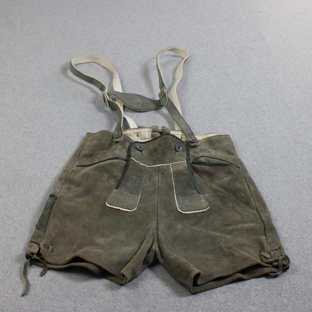 Vintage Lederhosen Woman Small Brown Suede Suspenders Oktoberfest Costume Wear